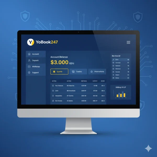 YoBook247 user dashboard 2025 after login showing betting options, wallet balance, and profile settings