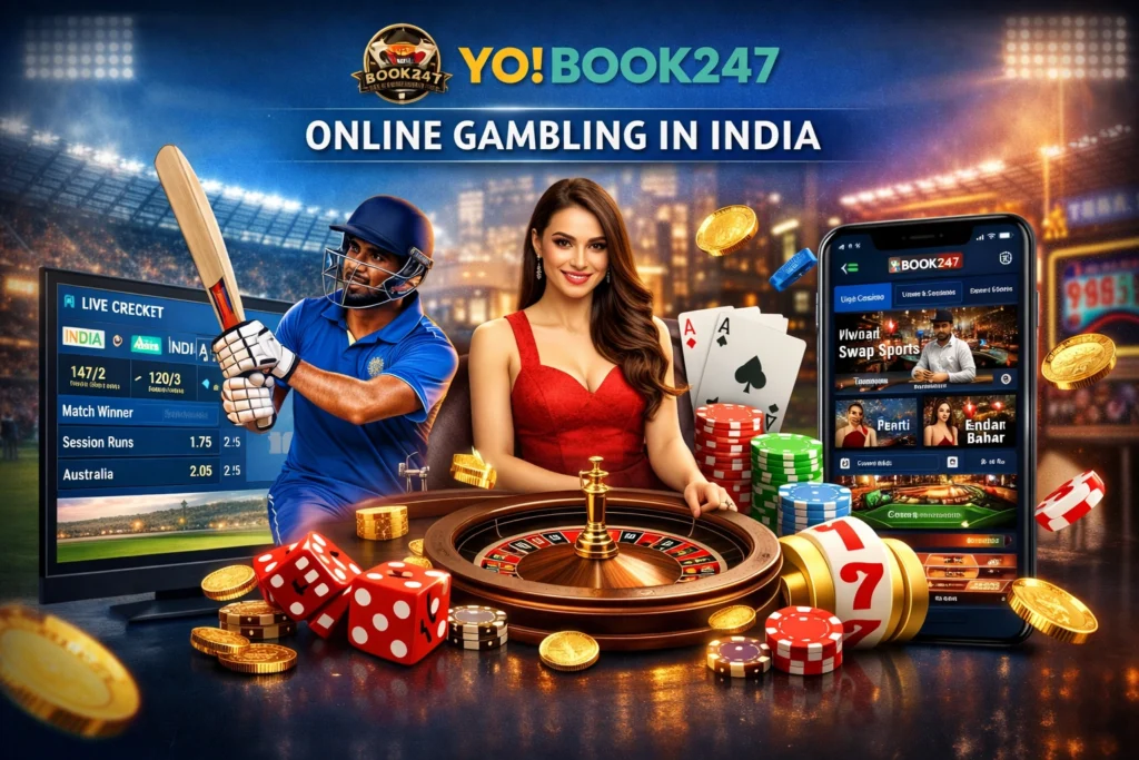Online gambling on YoBook247 with live cricket betting, casino games, and secure betting platform in India