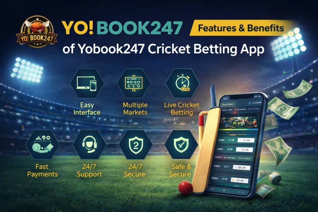 Features and benefits of Yobook247 cricket betting app with live betting, fast payments and secure platform