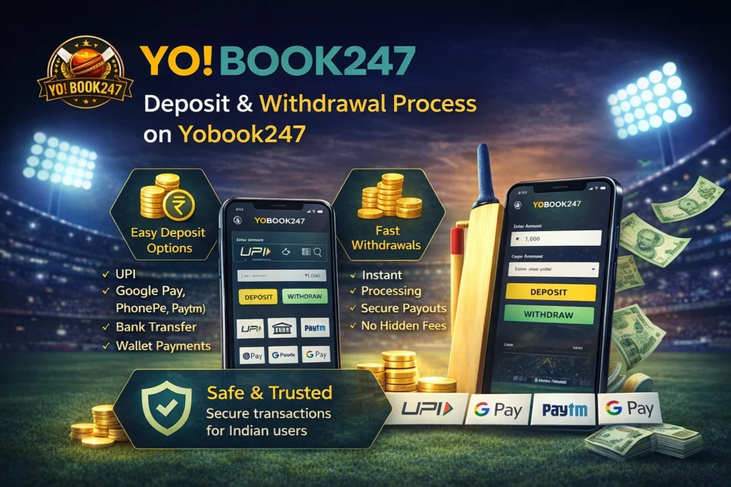 Yobook247 deposit and withdrawal process with UPI, fast payouts and secure transactions