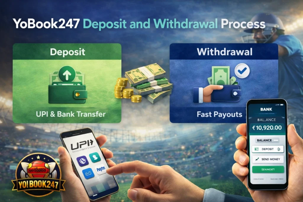 YoBook247 deposit and withdrawal process using UPI and bank transfer with fast payouts
