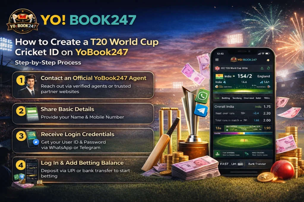 Step-by-step process to create a T20 World Cup Cricket ID on YoBook247 with fast registration and secure login