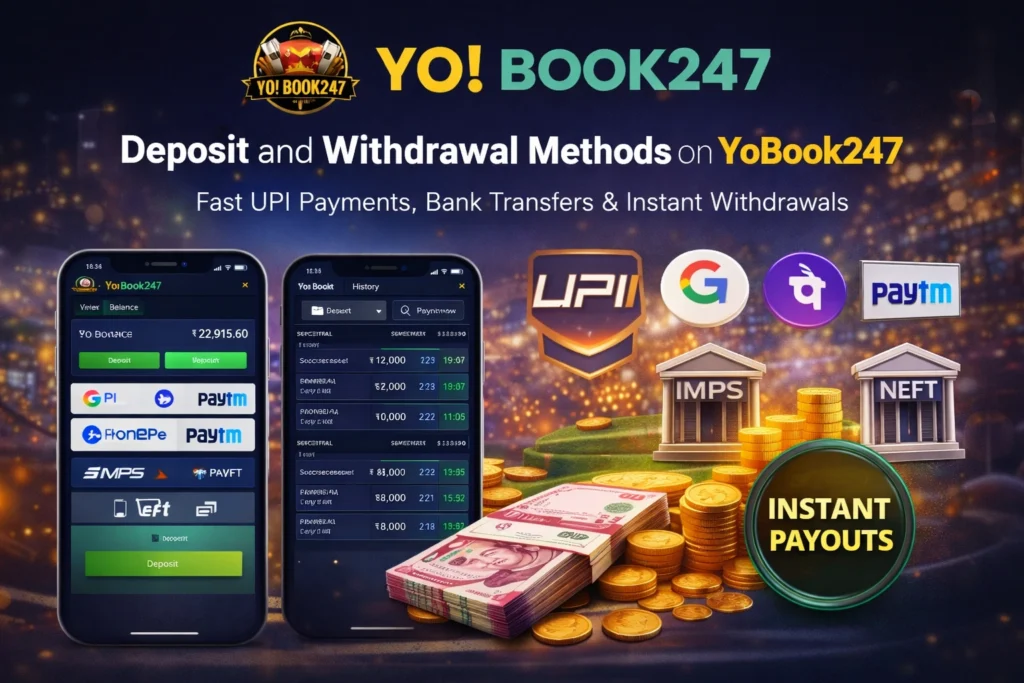 YoBook247 deposit and withdrawal methods with UPI and instant payouts in India